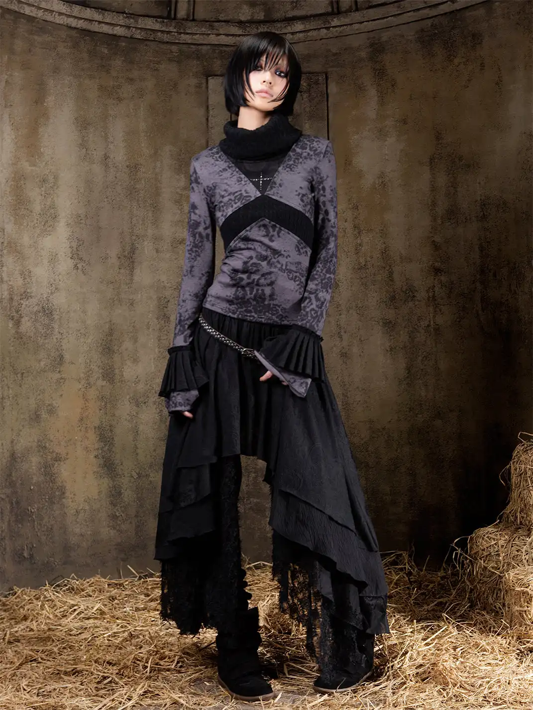 ARIADNAw | Contrast Slim Knit Long Sleeve Tee