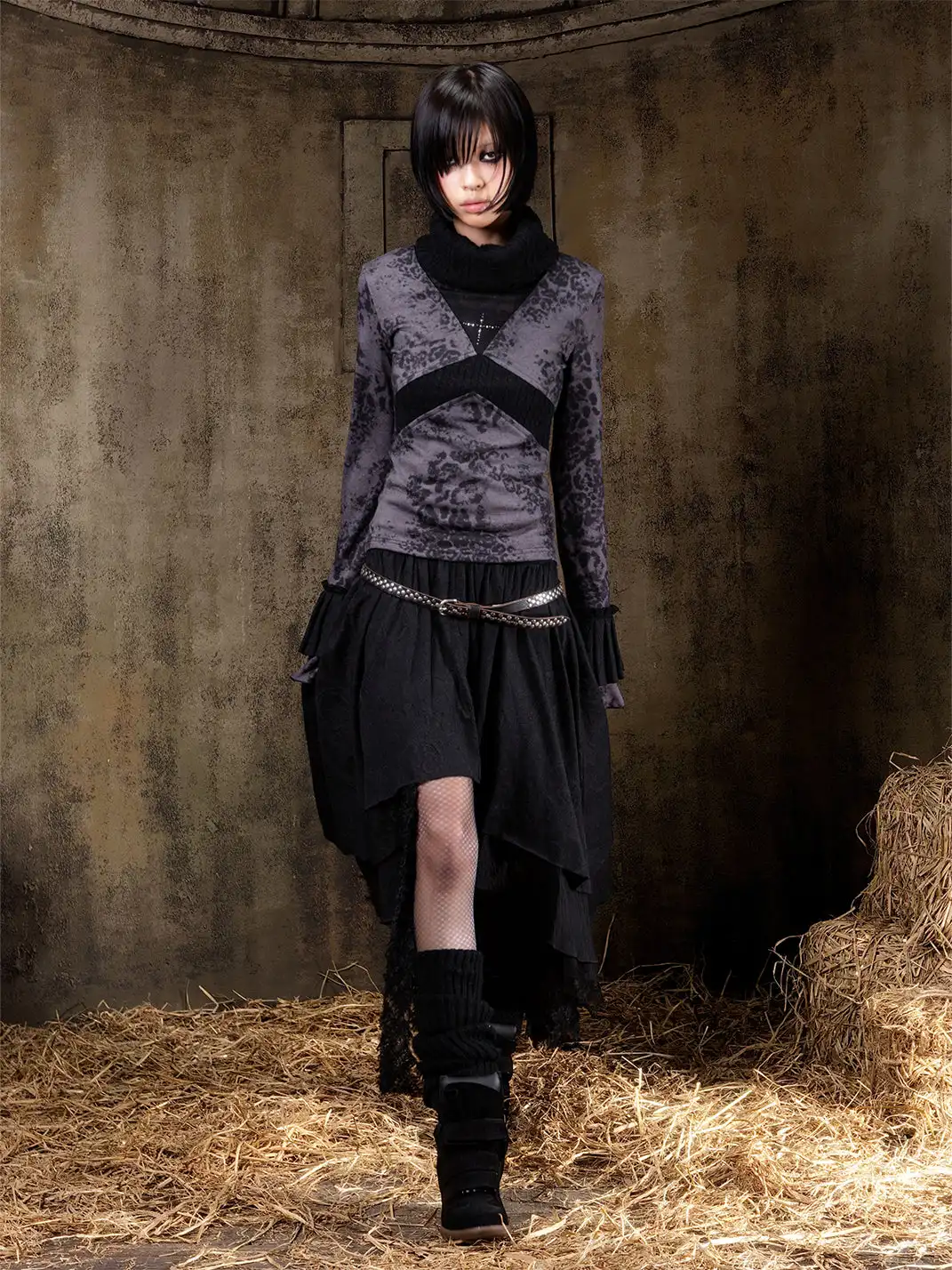ARIADNAw | Contrast Slim Knit Long Sleeve Tee