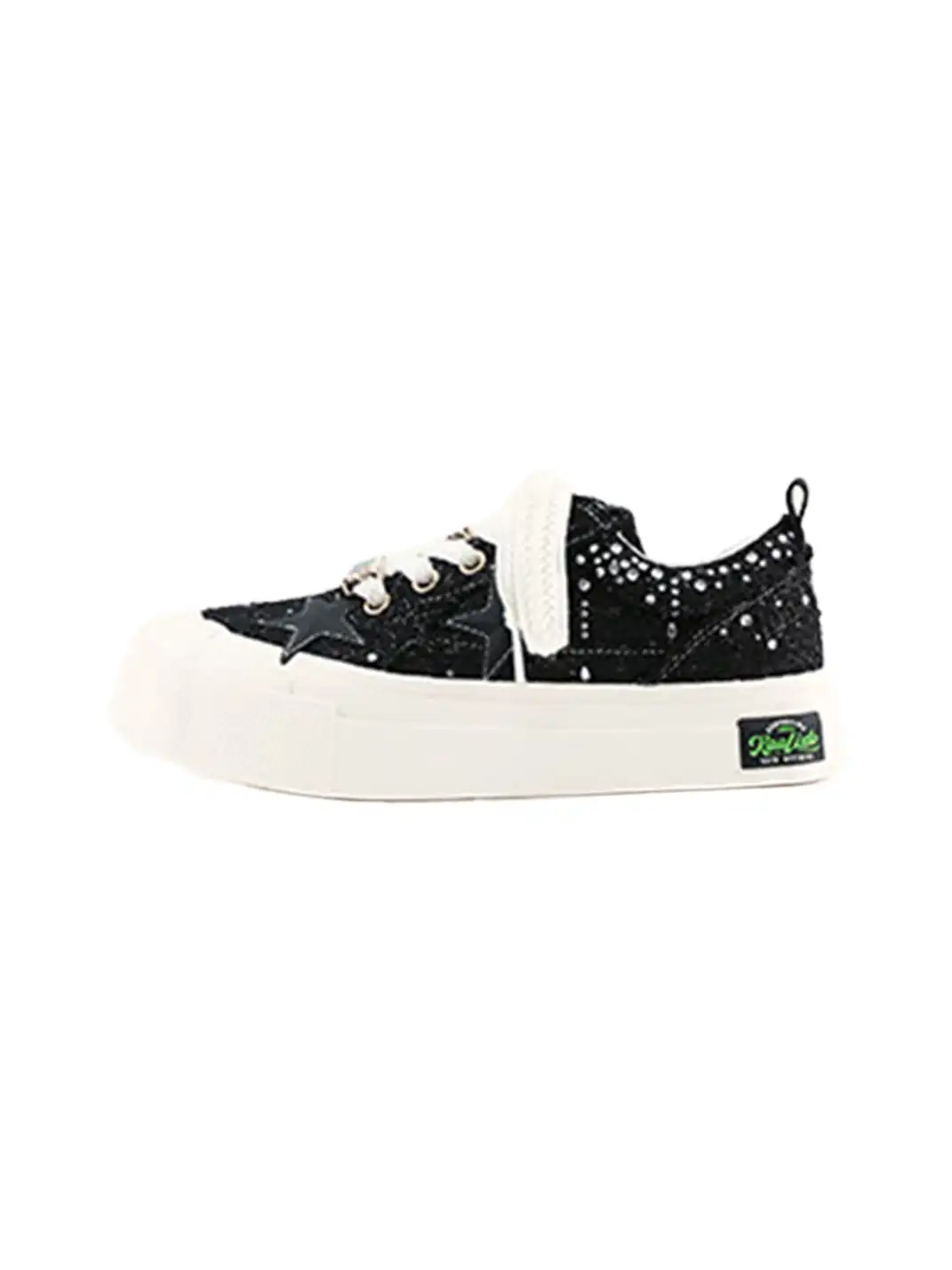 KAALIXTO | Glitter Star Detail Platform Sneakers-Black
