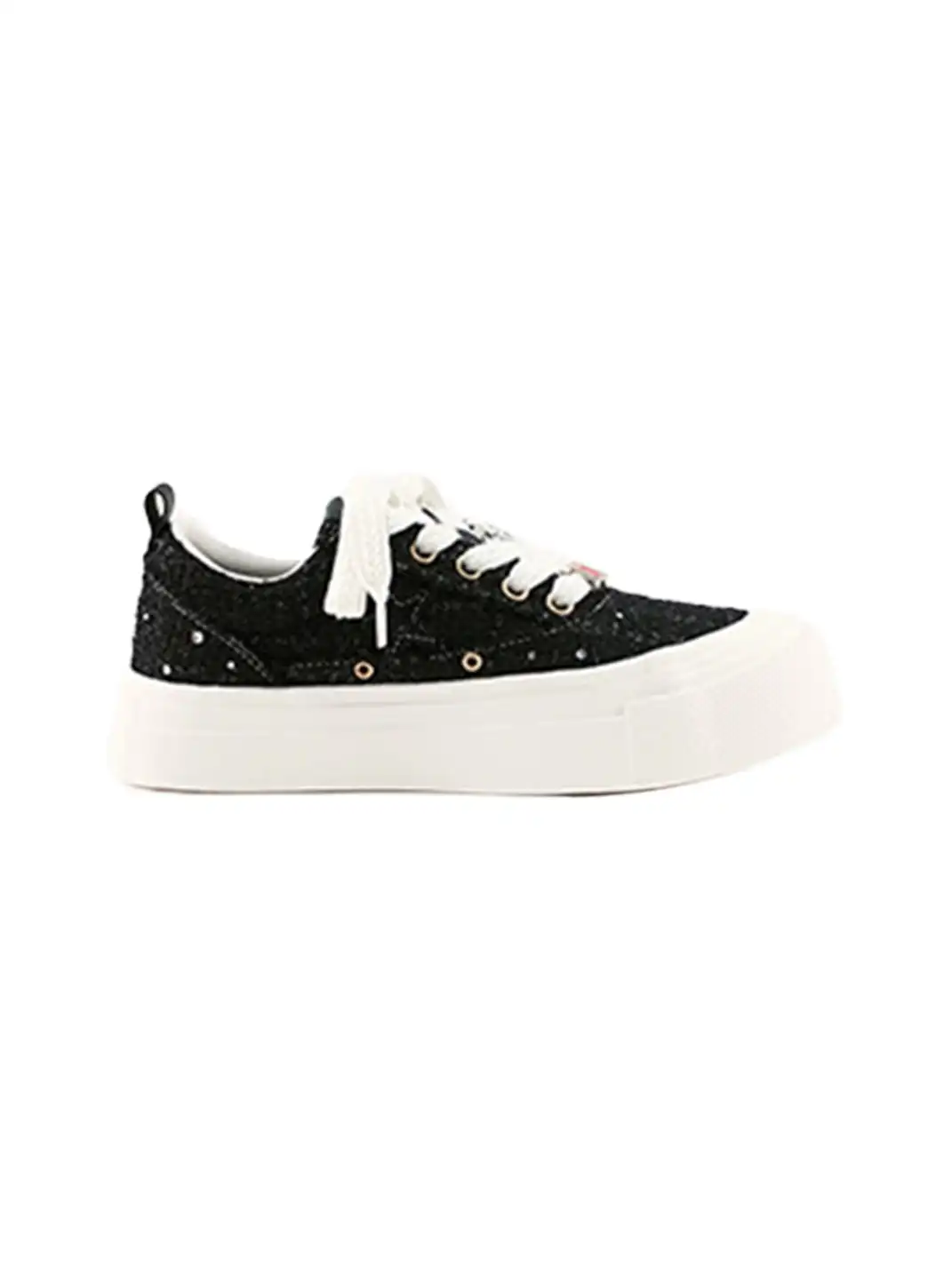 KAALIXTO | Glitter Star Detail Platform Sneakers-Black