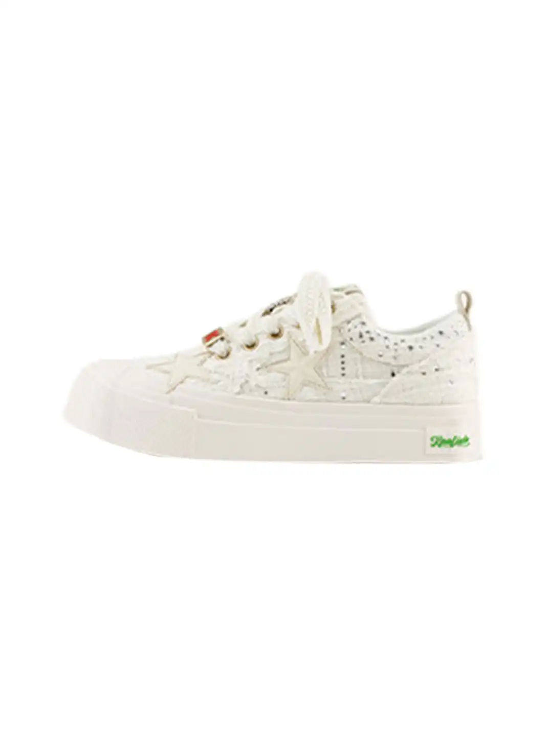 KAALIXTO | Glitter Star Detail Platform Sneakers-White