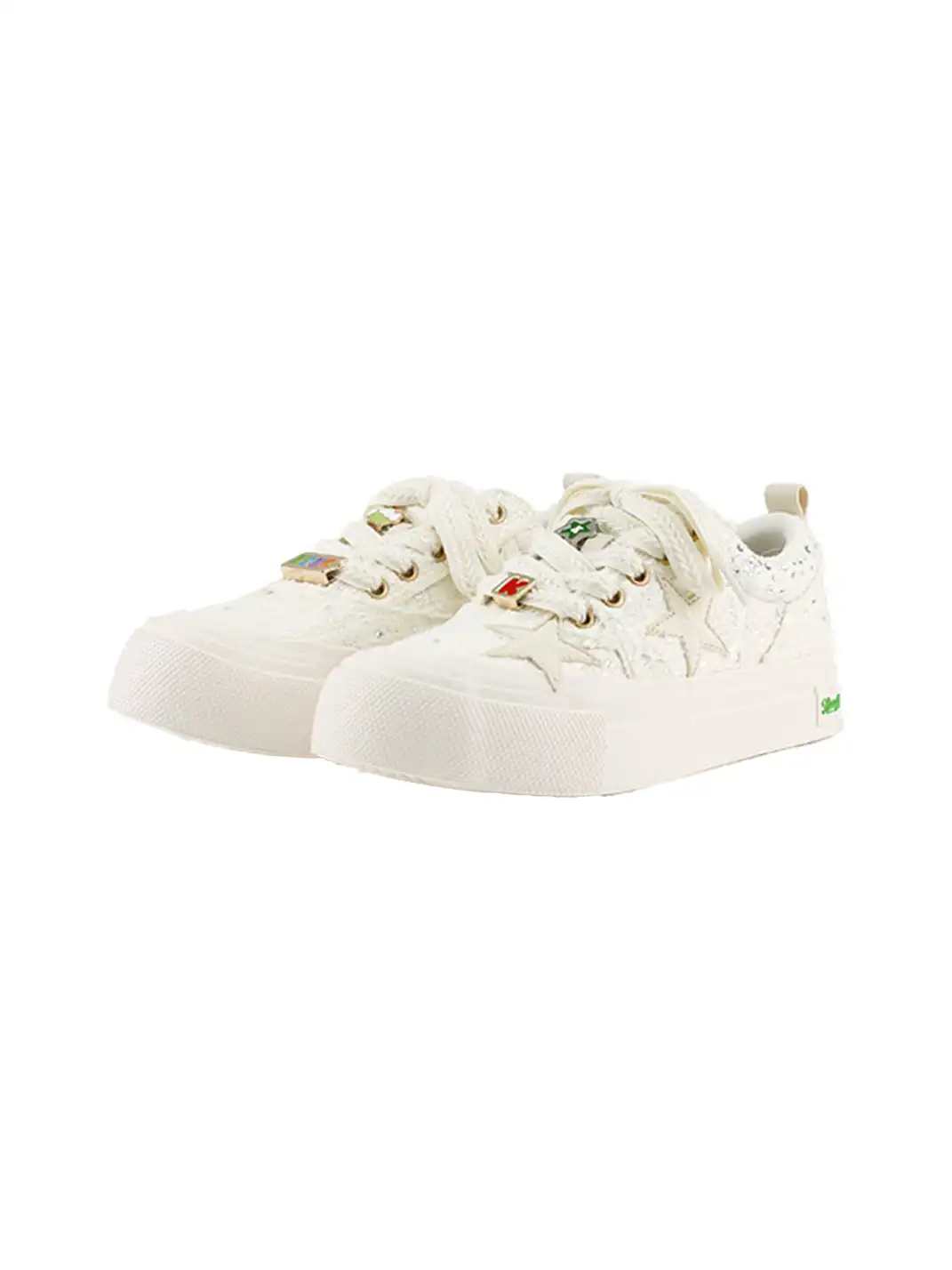 KAALIXTO | Glitter Star Detail Platform Sneakers-White
