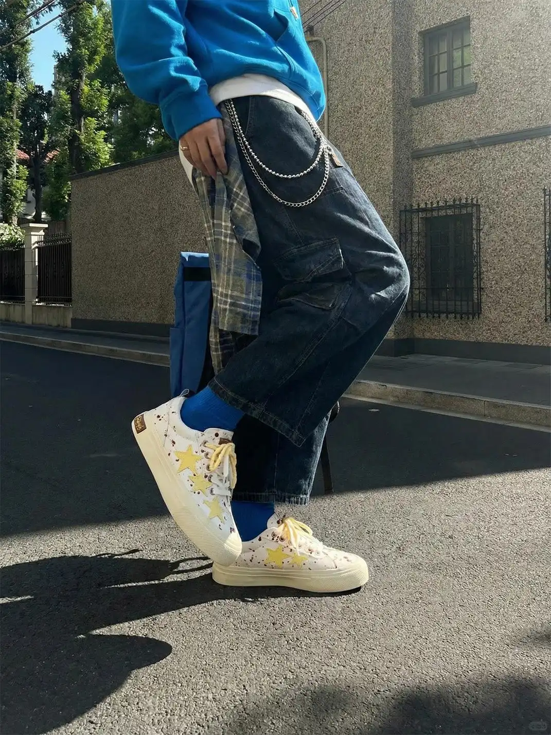 KAALIXTO | Star Embroidered Canvas Platform Sneakers-White