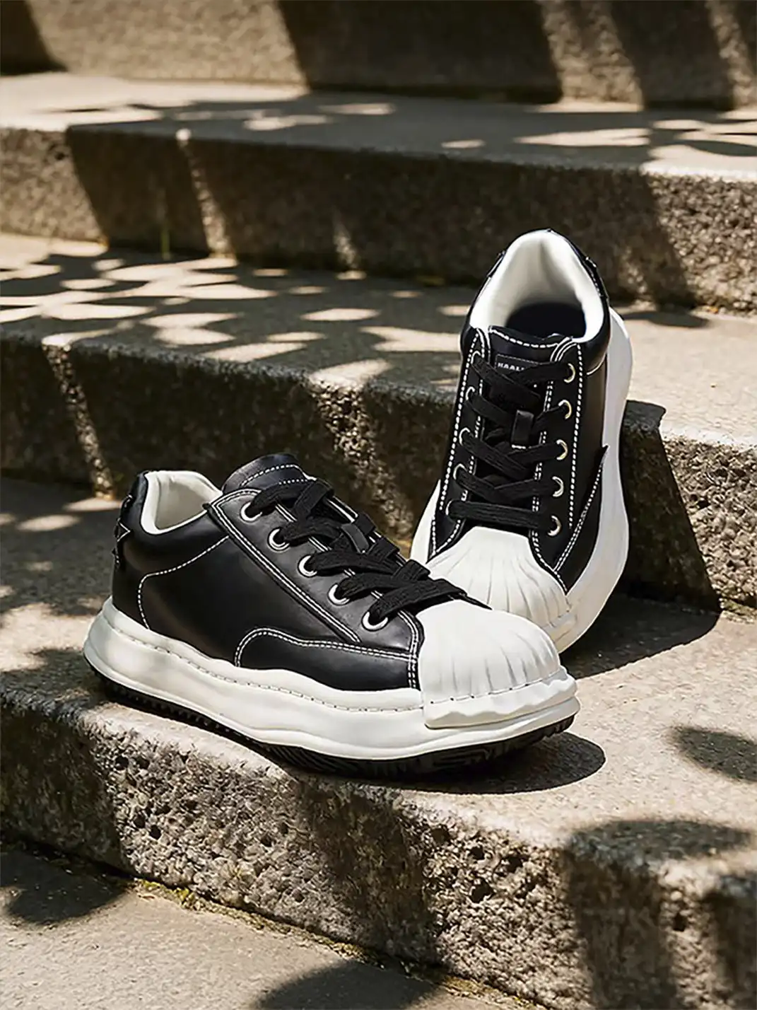 KAALIXTO | Shell-Toe Lace-Up Sneakers-Black