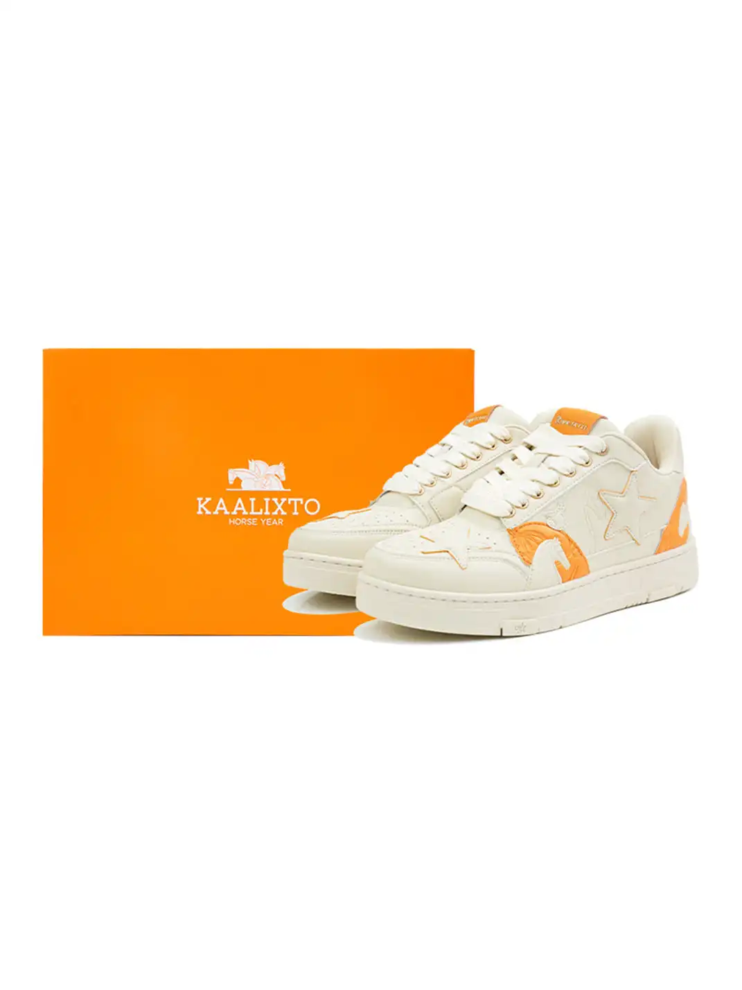 KAALIXTO | Horse Year Star Embossed Lace-Up Sneakers