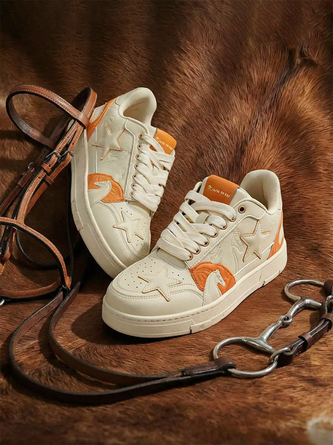KAALIXTO | Horse Year Star Embossed Lace-Up Sneakers