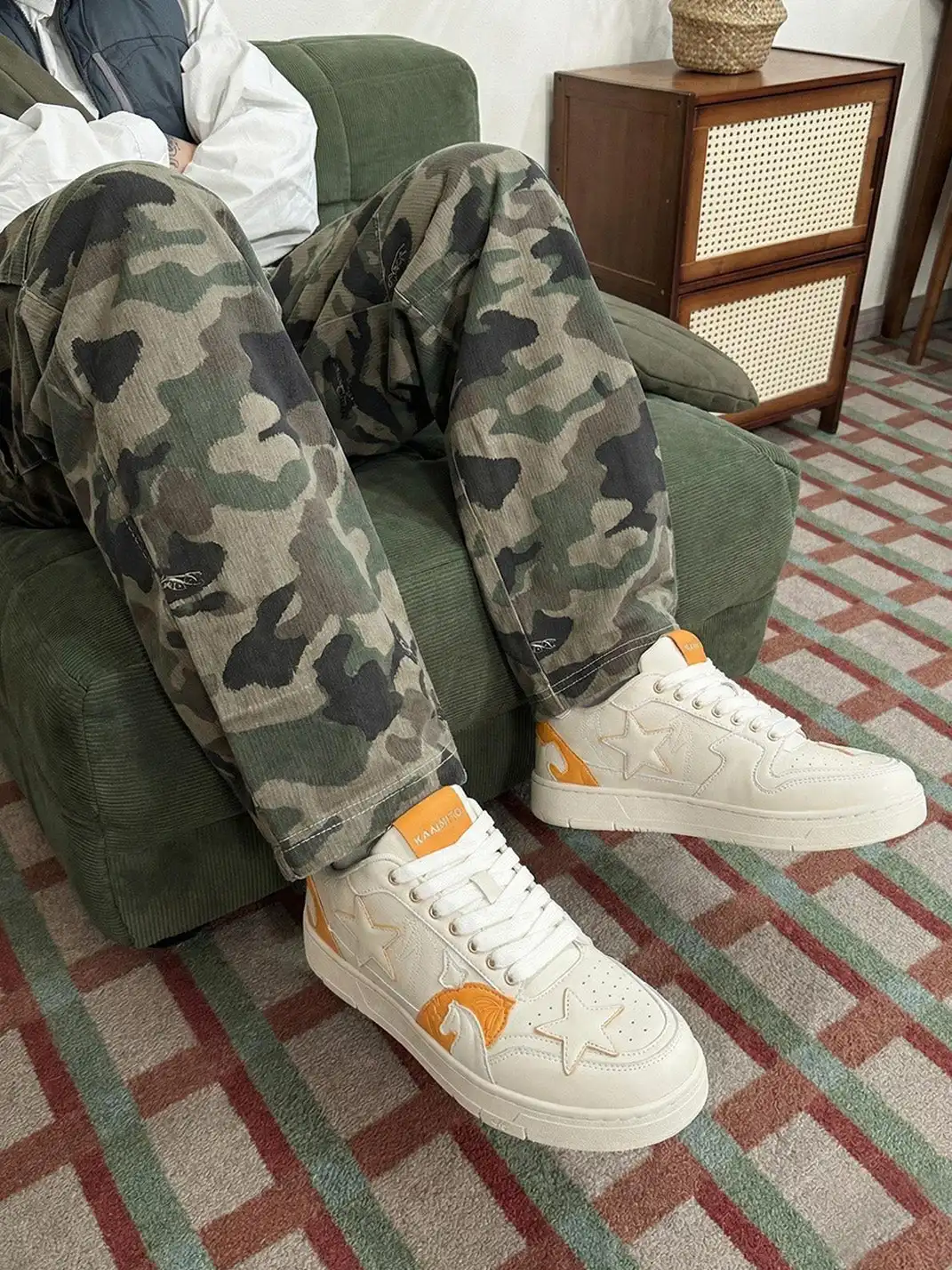 KAALIXTO | Horse Year Star Embossed Lace-Up Sneakers