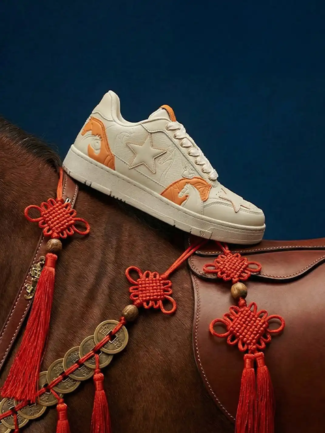 KAALIXTO | Horse Year Star Embossed Lace-Up Sneakers
