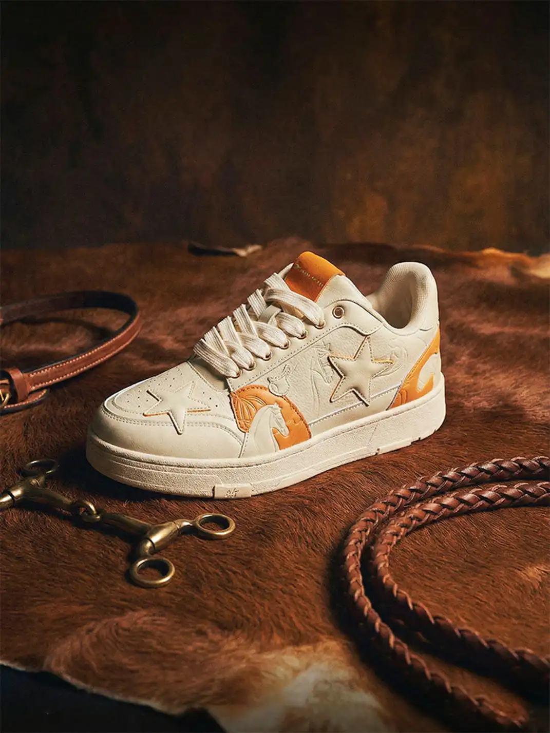 KAALIXTO | Horse Year Star Embossed Lace-Up Sneakers