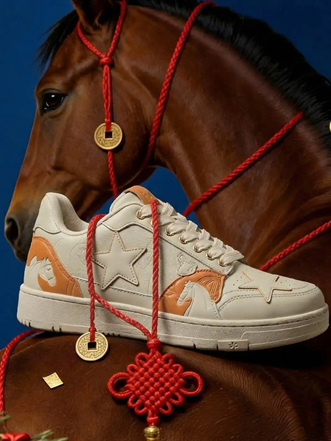 KAALIXTO | Horse Year Star Embossed Lace-Up Sneakers