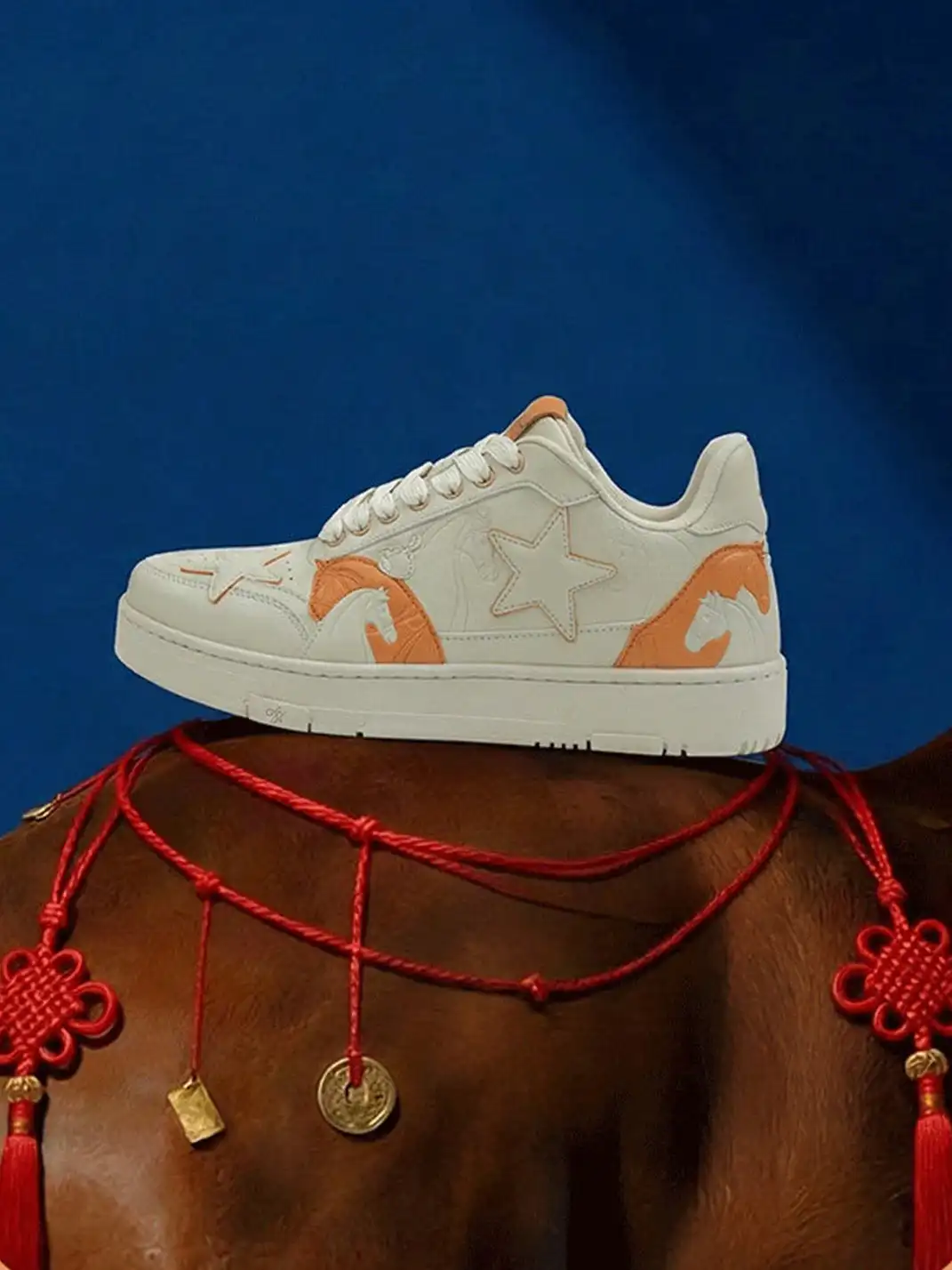 KAALIXTO | Horse Year Star Embossed Lace-Up Sneakers