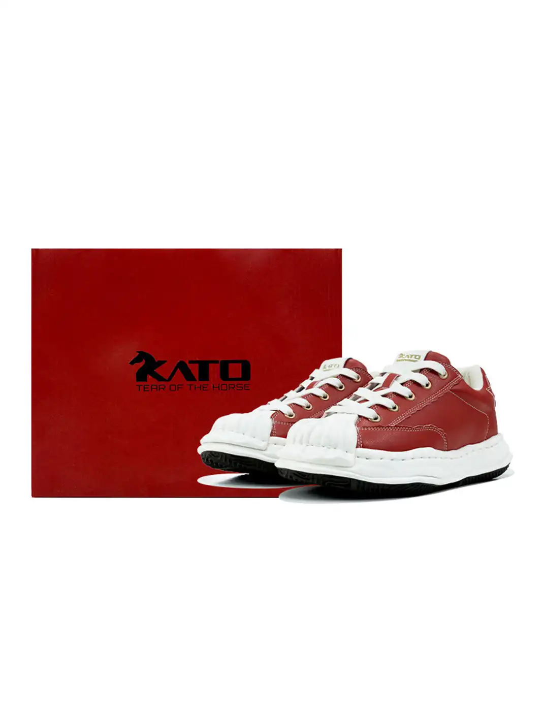 KAALIXTO | Red Shell Toe Sneakers with White Accents