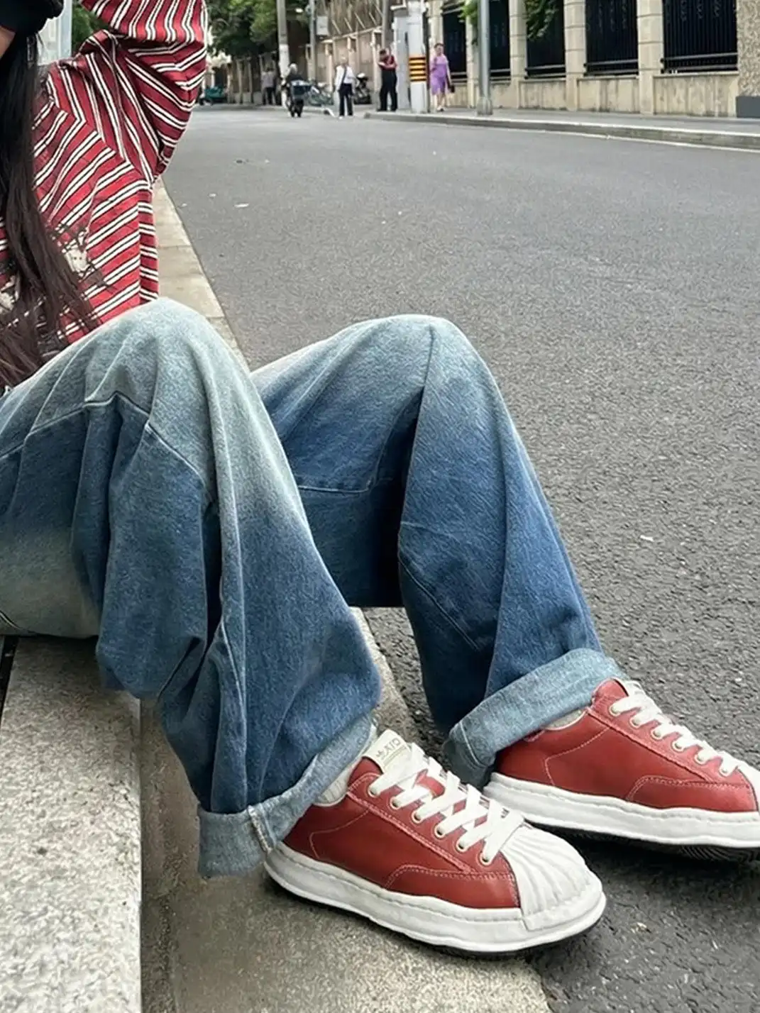 KAALIXTO | Red Shell Toe Sneakers with White Accents