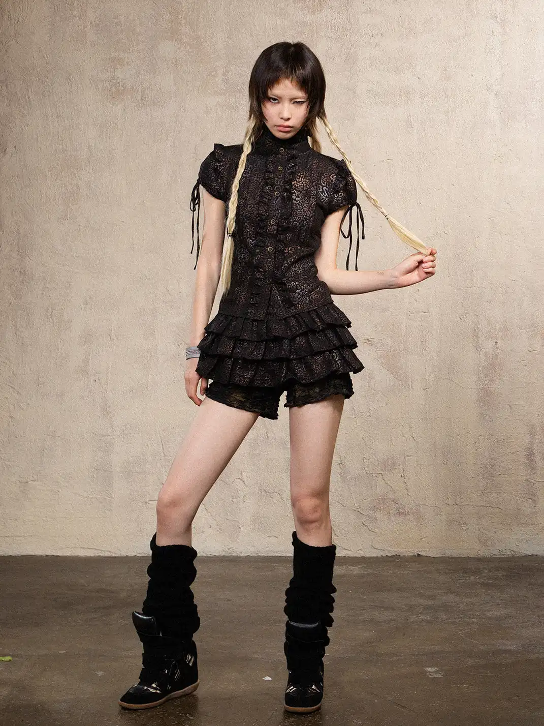 ARIADNAw | Drawstring Short Sleeve Leopard Shirt
