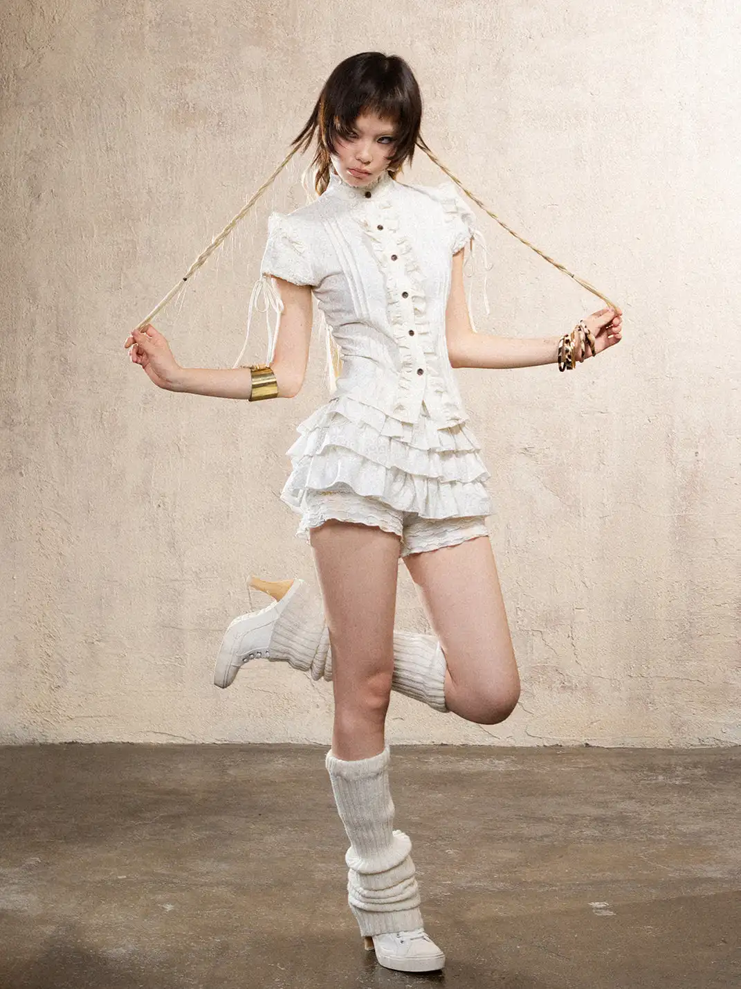 ARIADNAw | Drawstring Short Sleeve Leopard Shirt