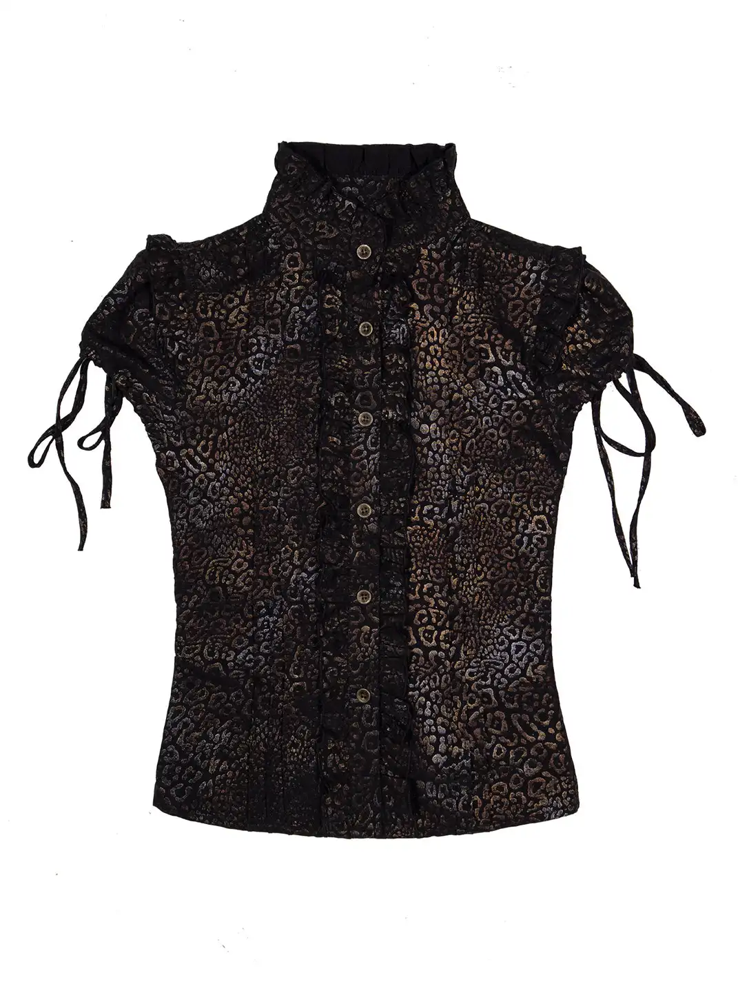 ARIADNAw | Drawstring Short Sleeve Leopard Shirt