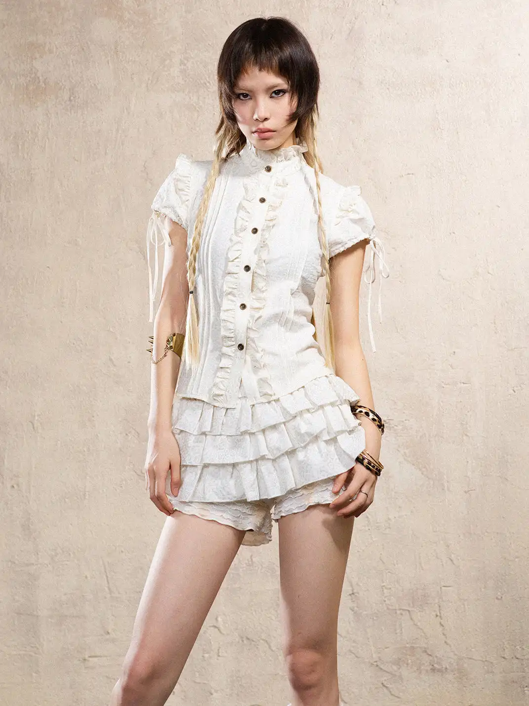 ARIADNAw | Drawstring Short Sleeve Leopard Shirt