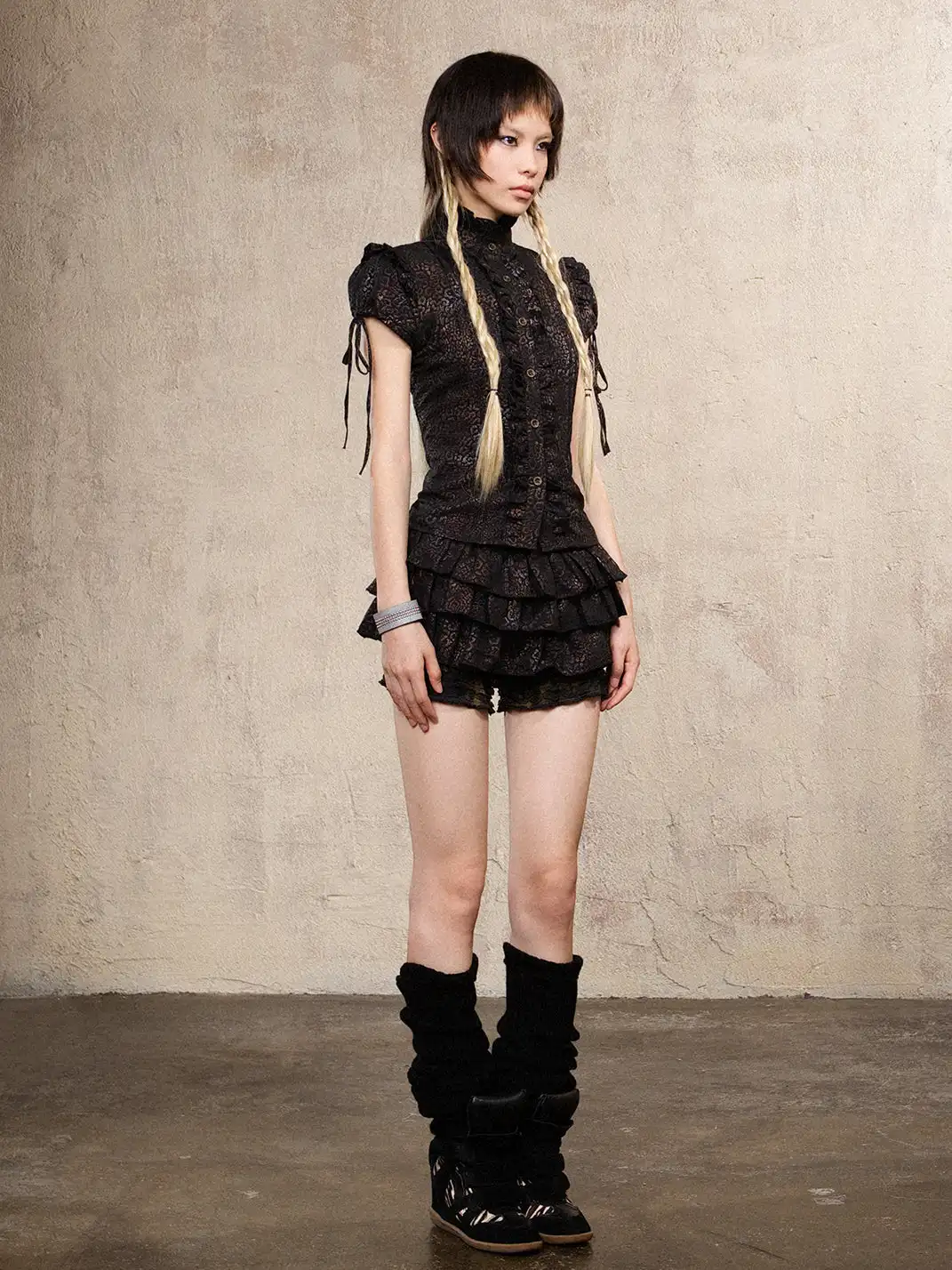 ARIADNAw | Drawstring Short Sleeve Leopard Shirt