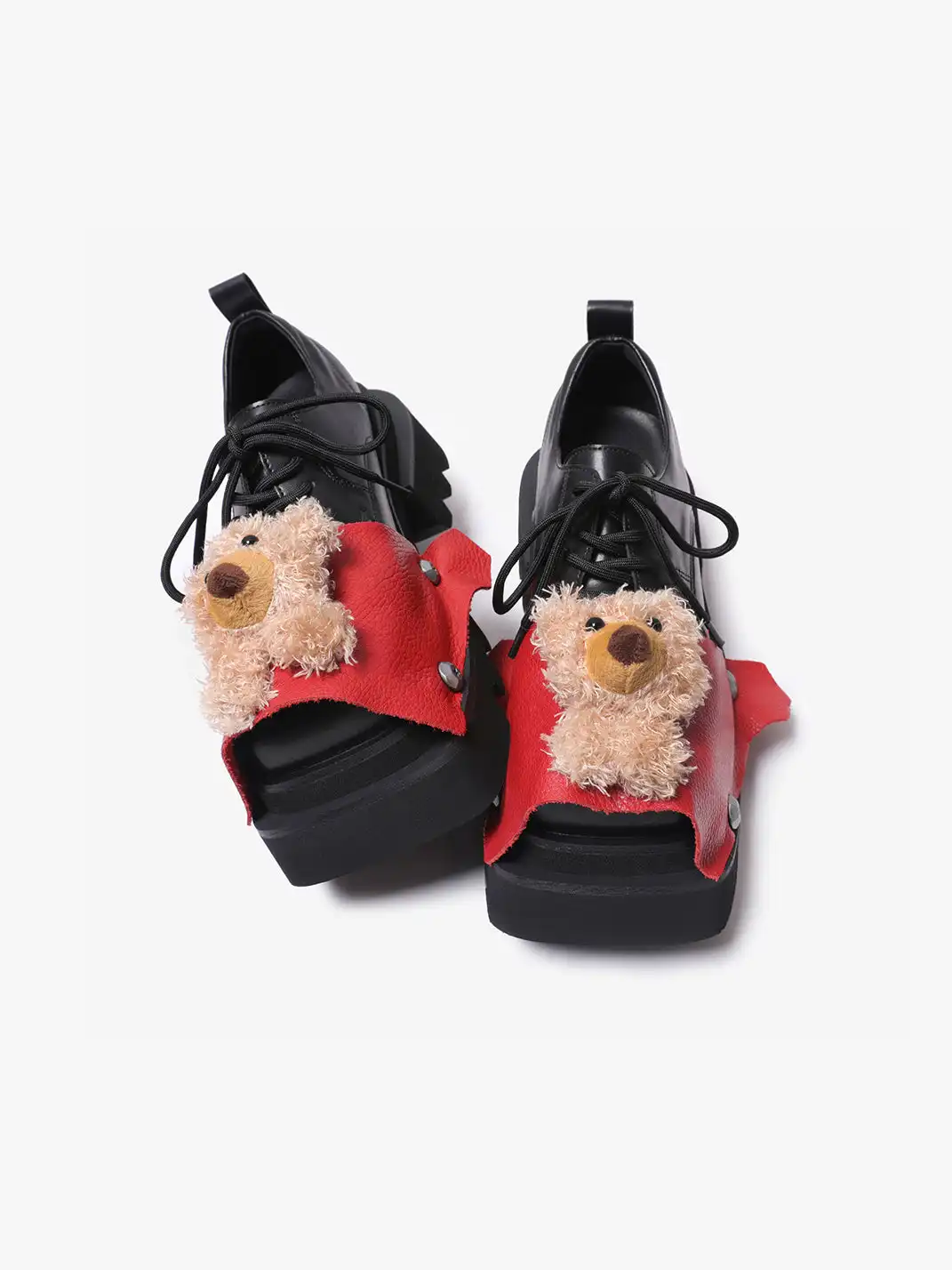 PINJIAHUI | Bear Detail Square-toe Derby Shoes