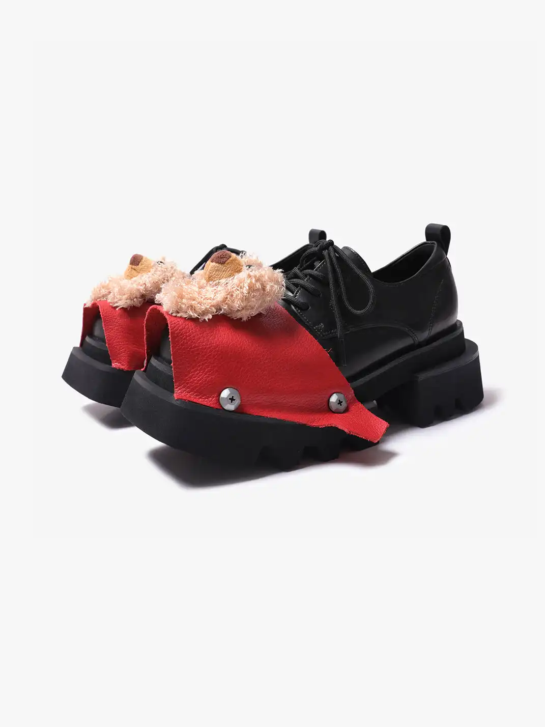 PINJIAHUI | Bear Detail Square-toe Derby Shoes