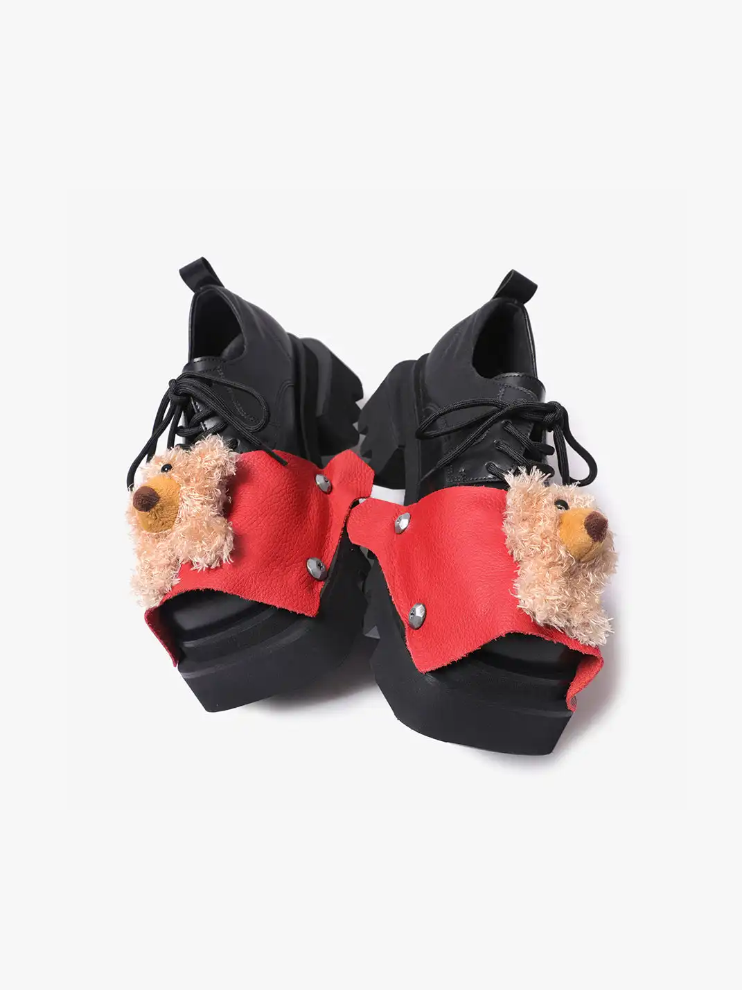 PINJIAHUI | Bear Detail Square-toe Derby Shoes