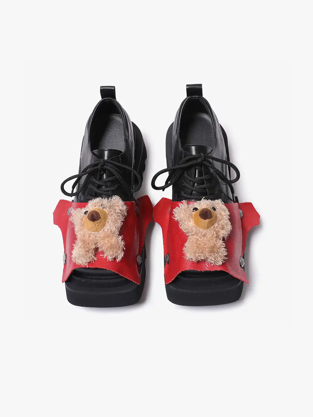 PINJIAHUI | Bear Detail Square-toe Derby Shoes