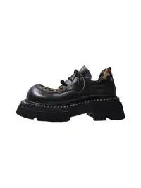 PINJIAHUI | Leopard Patchwork Derby Shoes