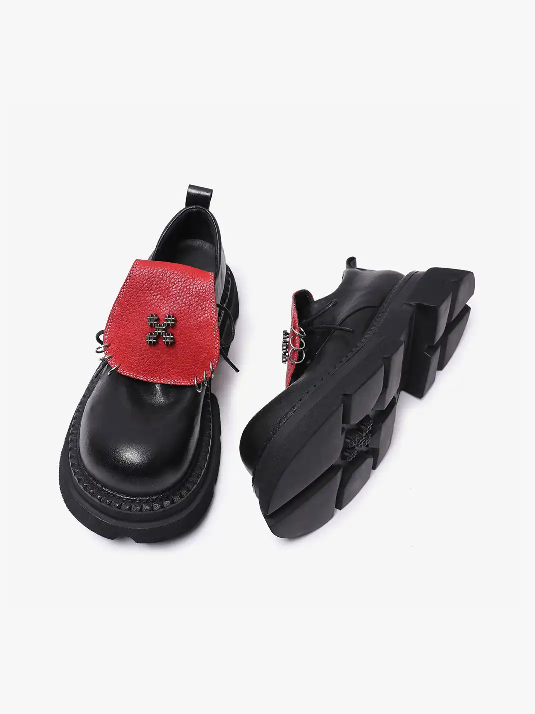 PINJIAHUI | Red Shoe Tongue Derby Shoes