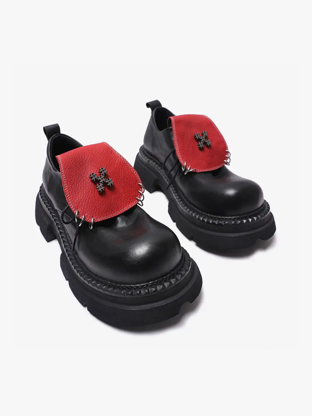 PINJIAHUI | Red Shoe Tongue Derby Shoes