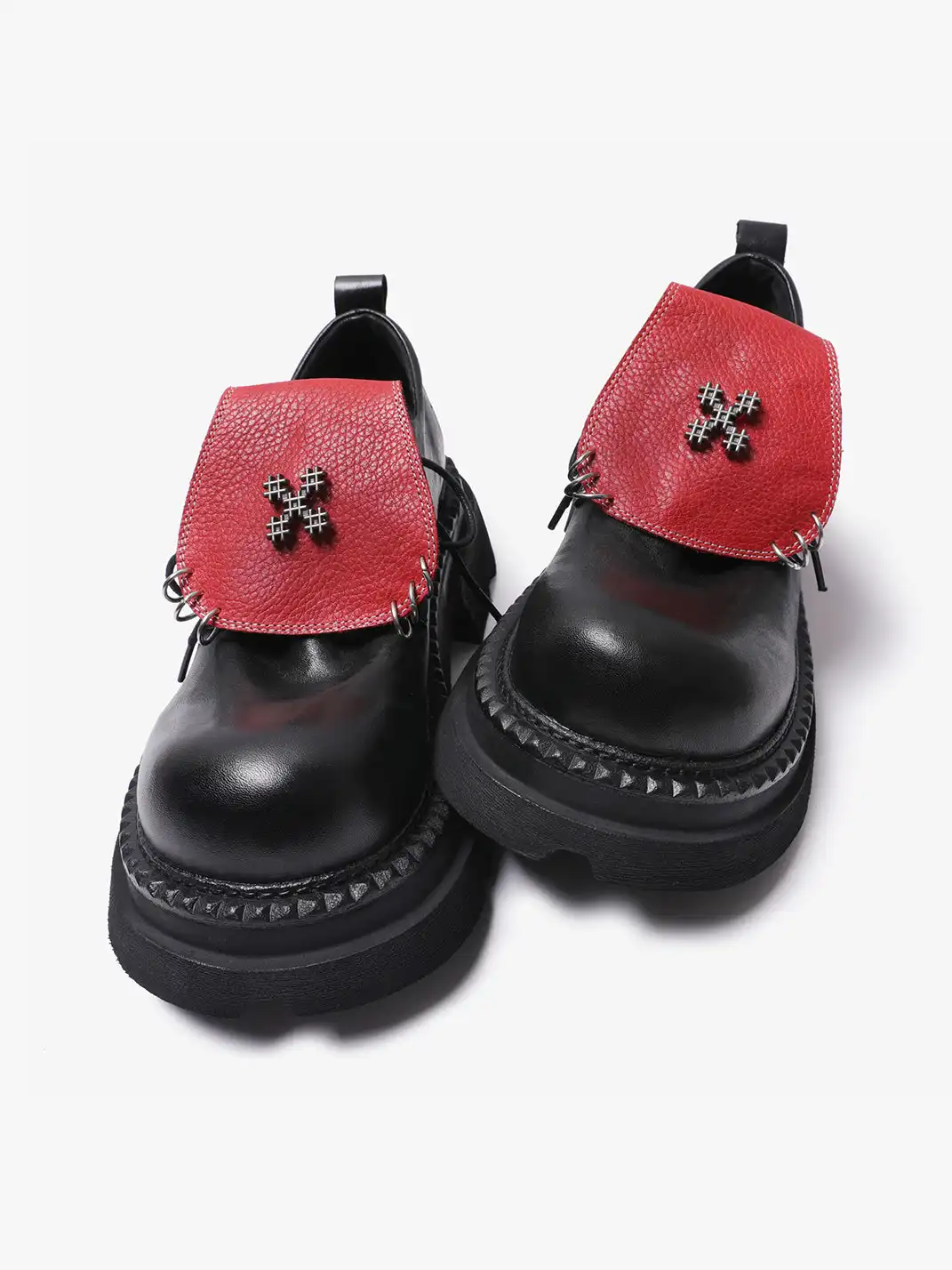 PINJIAHUI | Red Shoe Tongue Derby Shoes