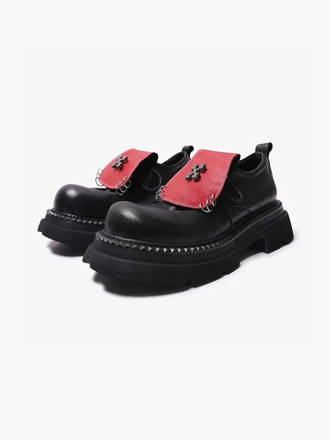 PINJIAHUI | Red Shoe Tongue Derby Shoes
