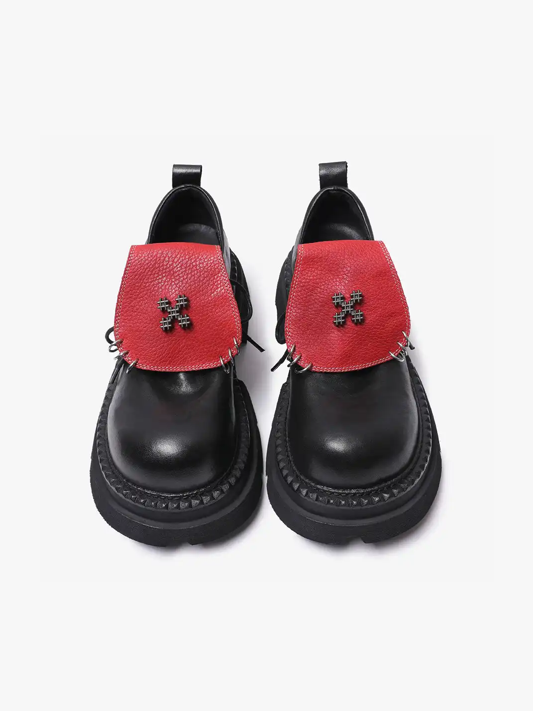 PINJIAHUI | Red Shoe Tongue Derby Shoes