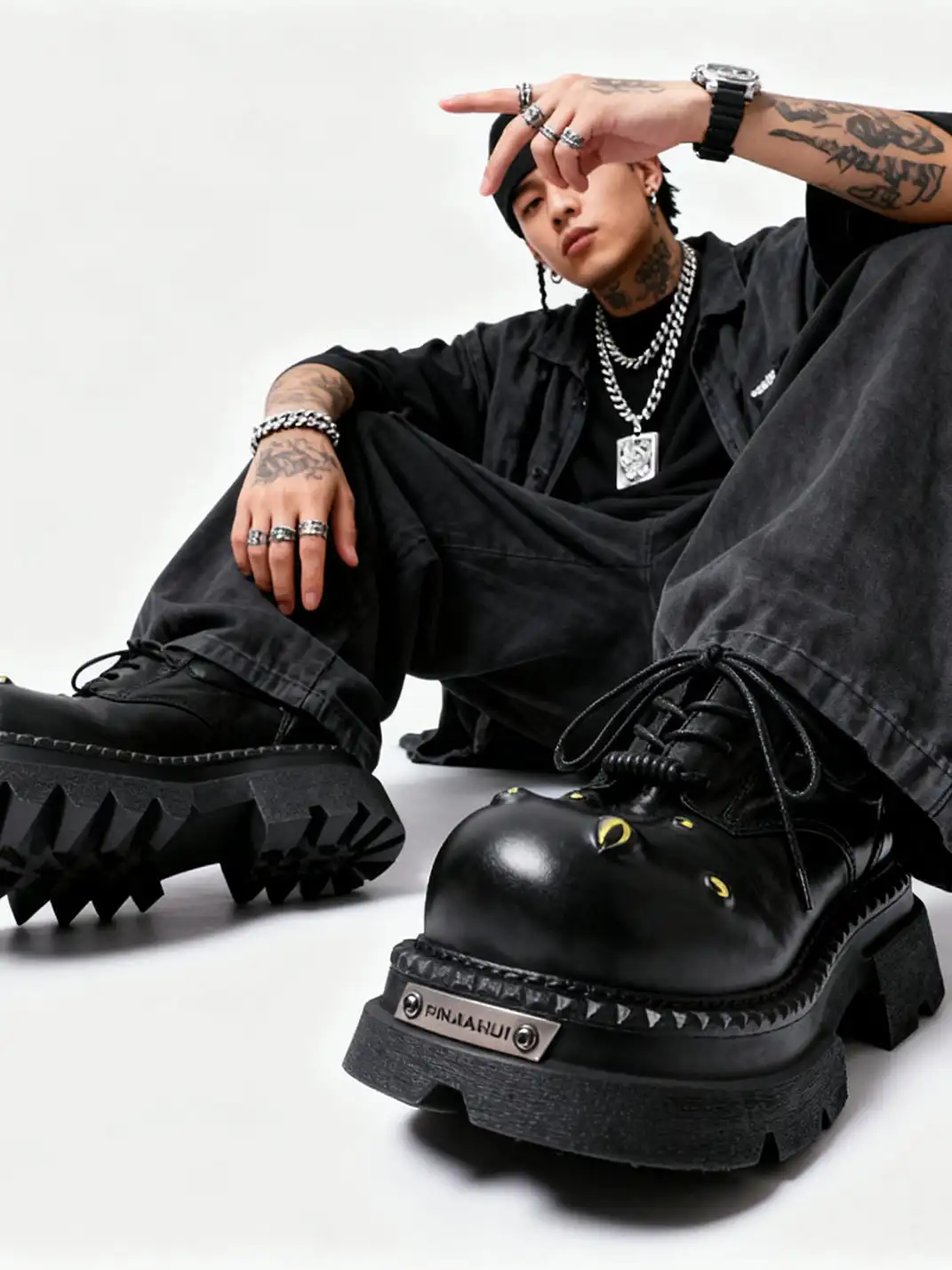 PINJIAHUI | Unique Devil's Eyes Derby Shoes