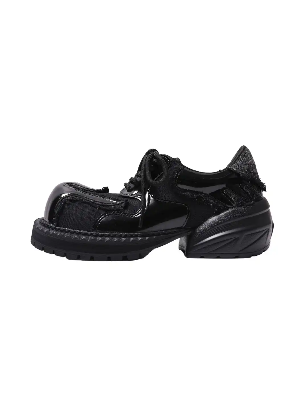 PINJIAHUI | Patchwork Patent Leather Derby Shoes