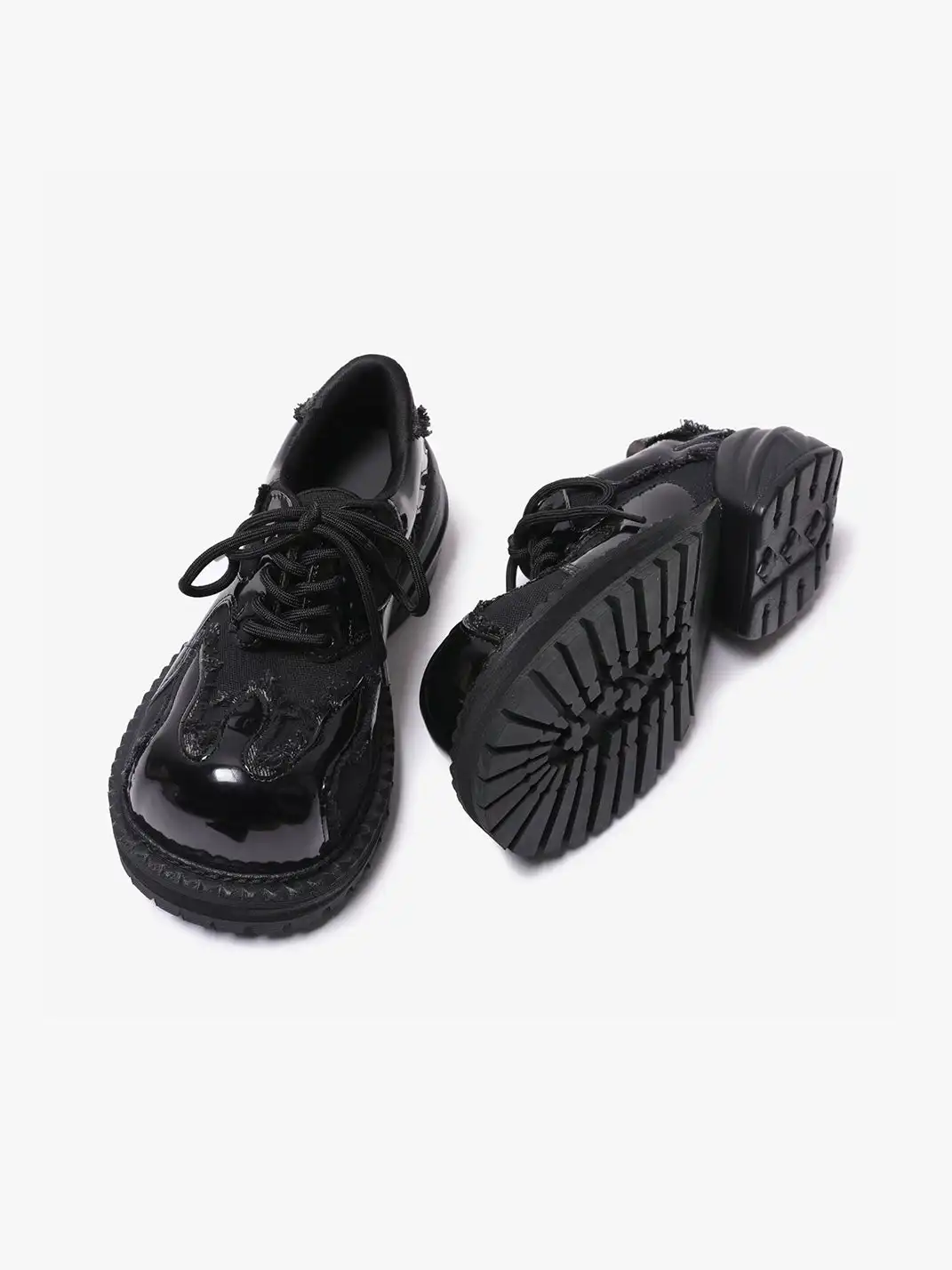 PINJIAHUI | Patchwork Patent Leather Derby Shoes