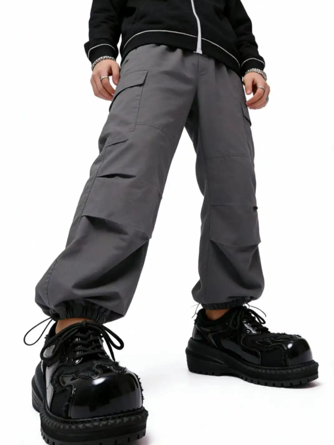 PINJIAHUI | Patchwork Patent Leather Derby Shoes