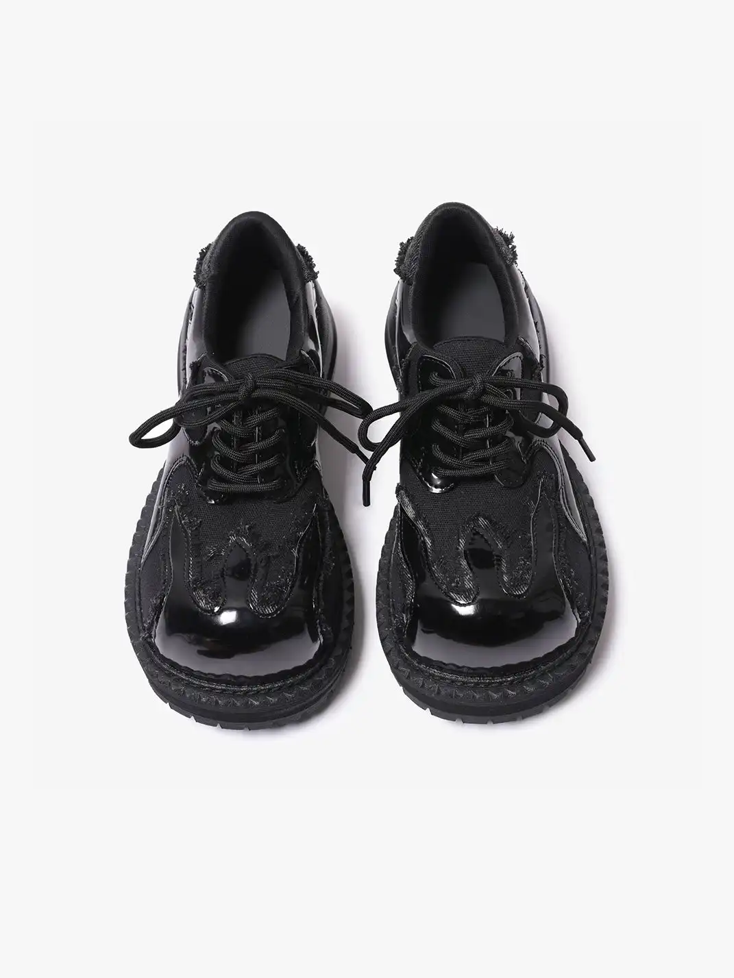 PINJIAHUI | Patchwork Patent Leather Derby Shoes