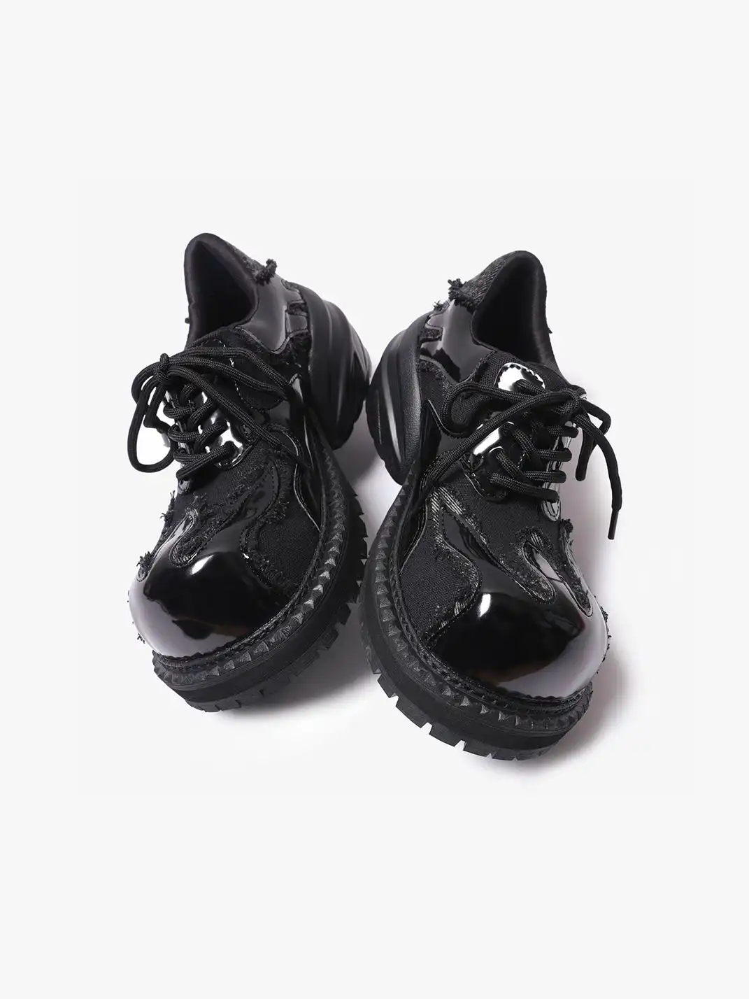 PINJIAHUI | Patchwork Patent Leather Derby Shoes