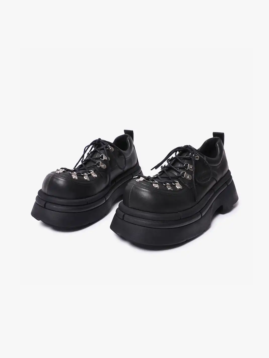 PINJIAHUI | Metal Shoelace Eyelet Platform Shoes
