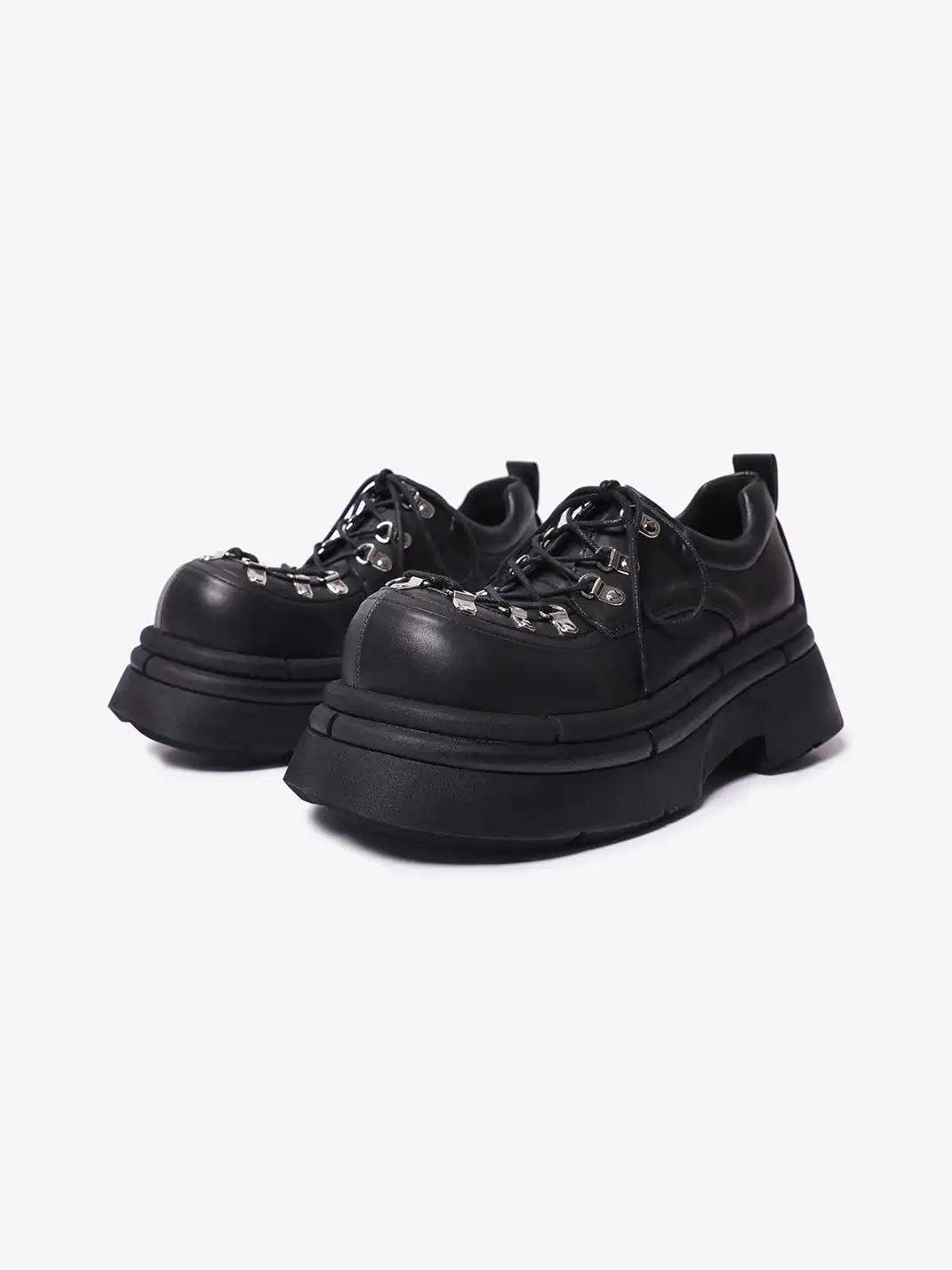 PINJIAHUI | Metal Shoelace Eyelet Platform Shoes
