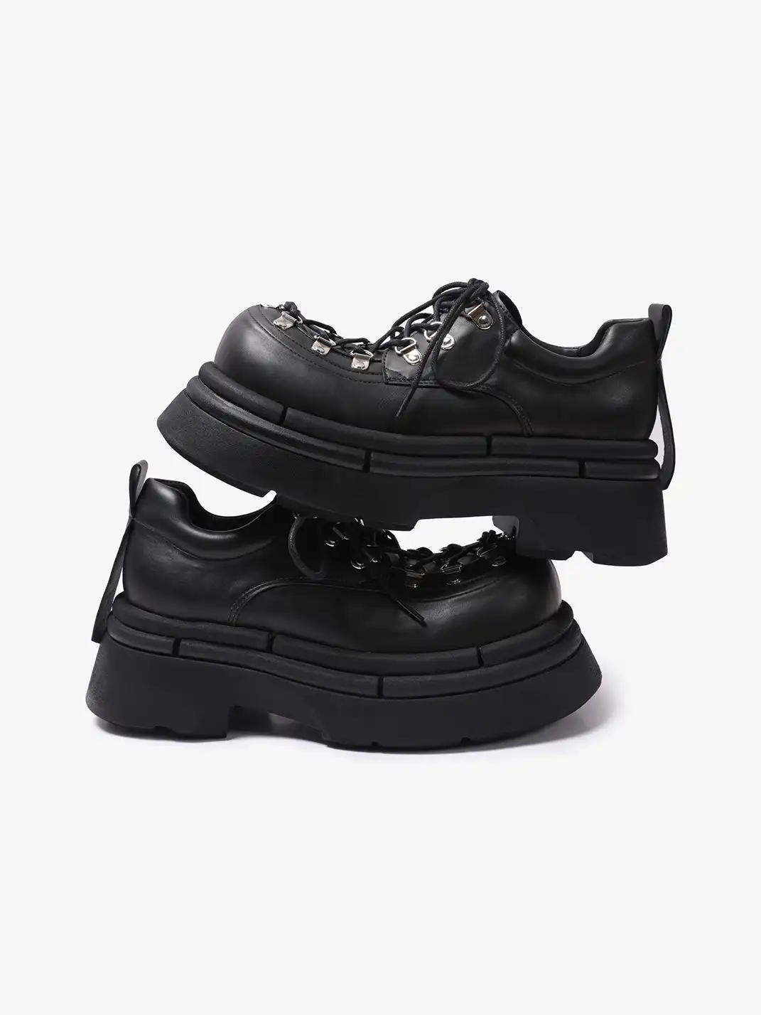 PINJIAHUI | Metal Shoelace Eyelet Platform Shoes