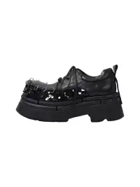 PINJIAHUI | Sequined Patchwork Platform Derby Shoes