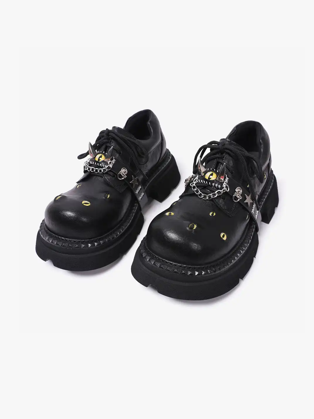 PINJIAHUI | Devil's Eyes Metal Detail Derby Shoes