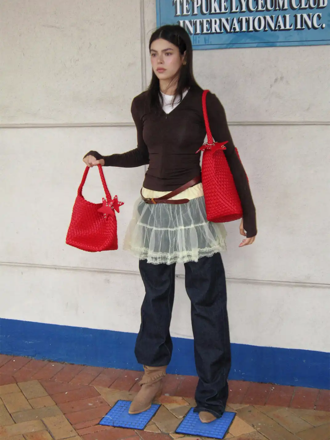 ECODAY | Large Woven Shoulder Bag - 17.32"x13"x5.12"