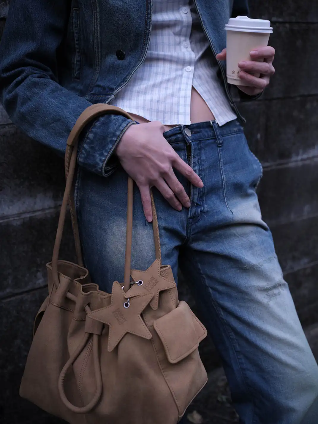 ECODAY | Large Drawstring Shoulder Bag - 16.93*7.28*10.63 in