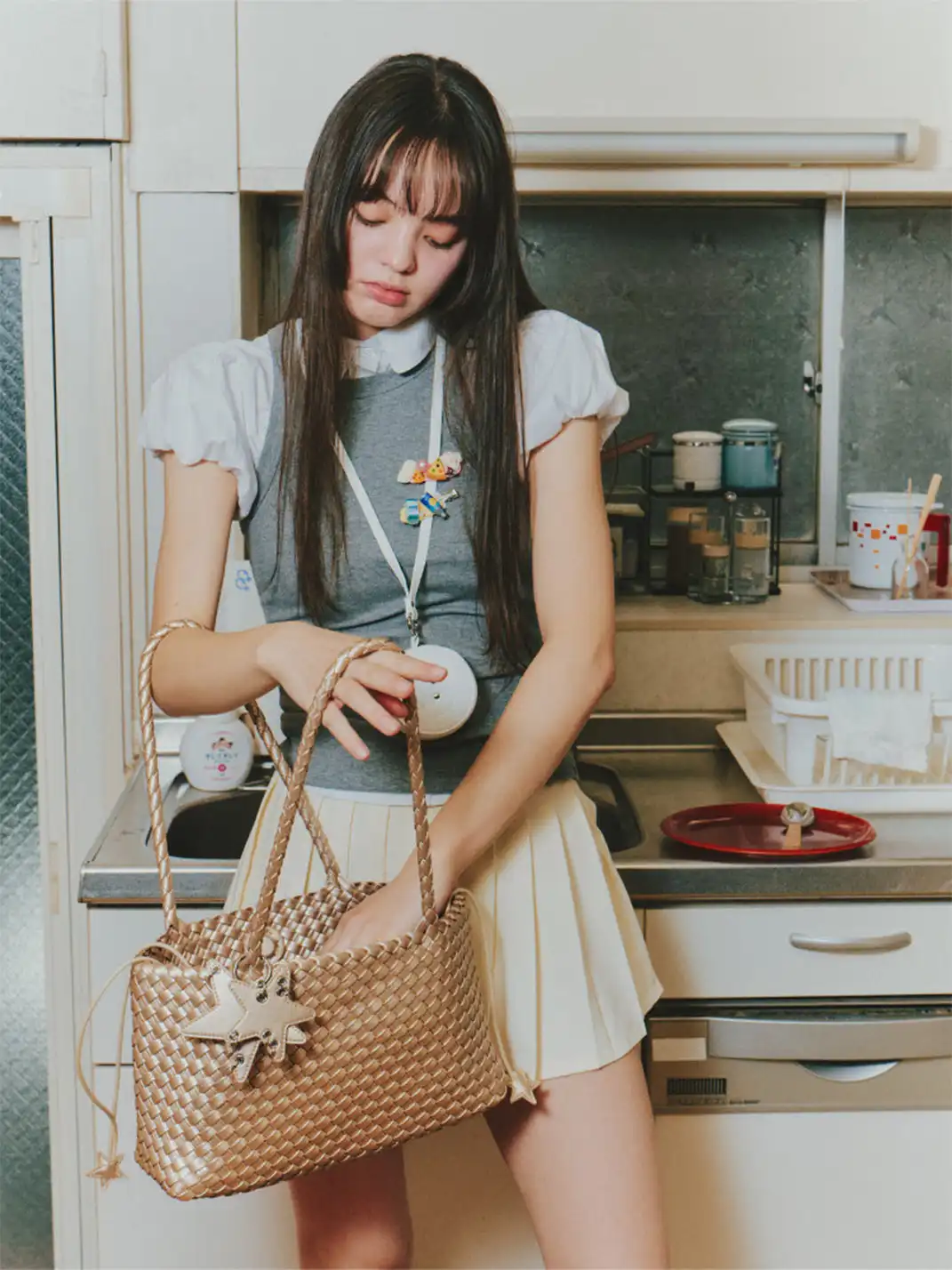ECODAY | Horizontal Woven Bag - 14.96 × 3.94 × 7.87 in