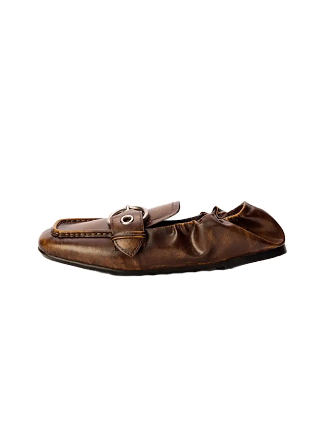 ECODAY | Lazy Brown Buckle Square Toe Loafers