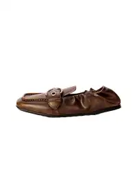 ECODAY | Lazy Brown Buckle Square Toe Loafers