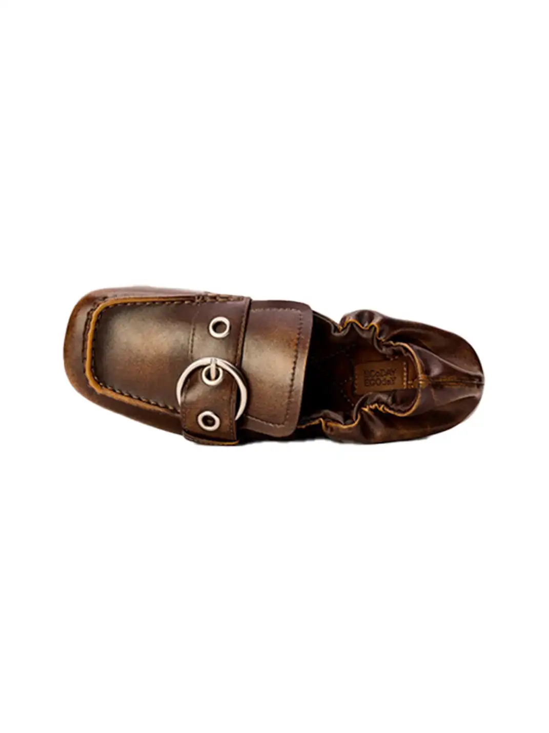 ECODAY | Lazy Brown Buckle Square Toe Loafers