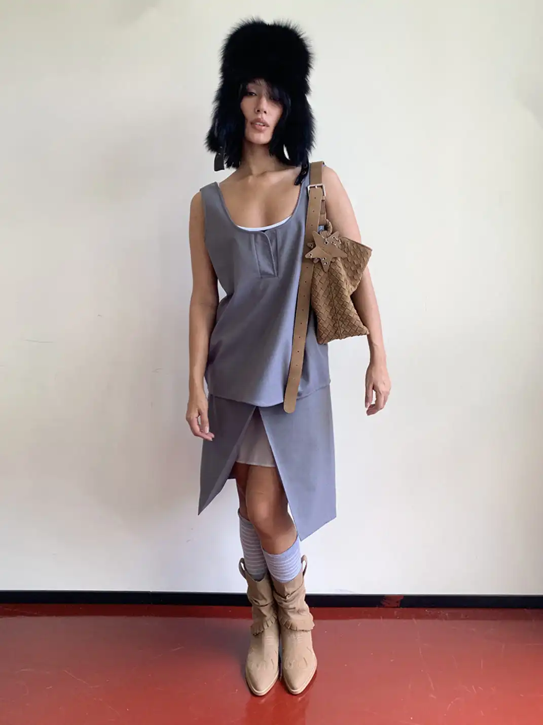ECODAY | Retro Embroidered Suede Slouch Boots